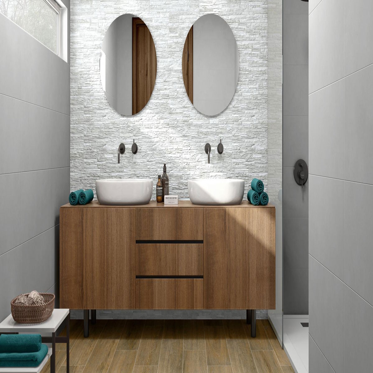 Bathroom with AT Teide Neutral coating 17x52