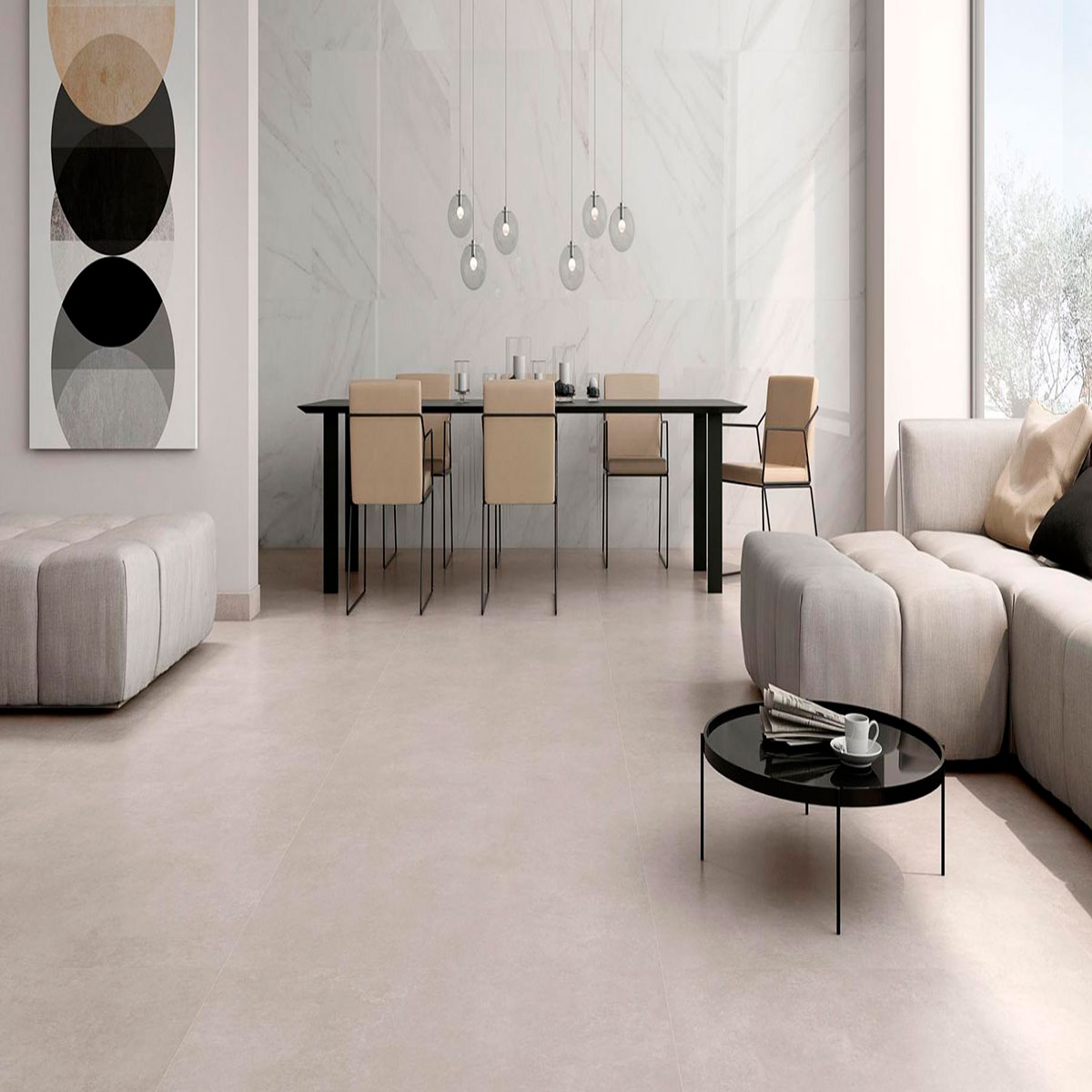 Interior with Koncept Desert Lapatto flooring 60x60