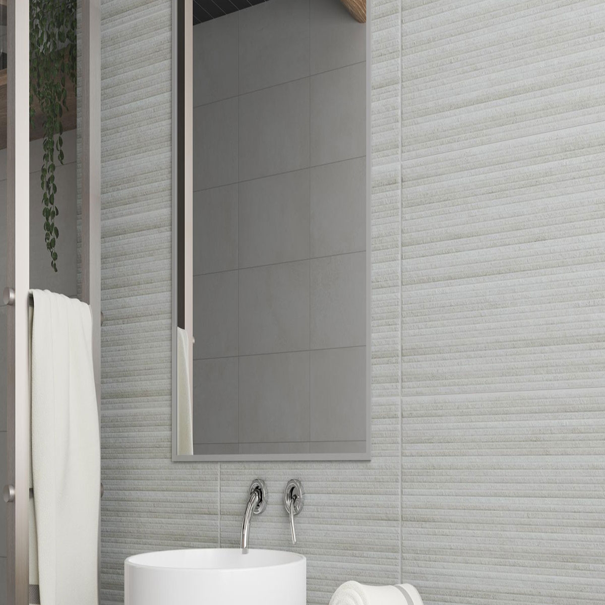 Bathroom with AT Nitid Relief Pearl coating 33.3x55