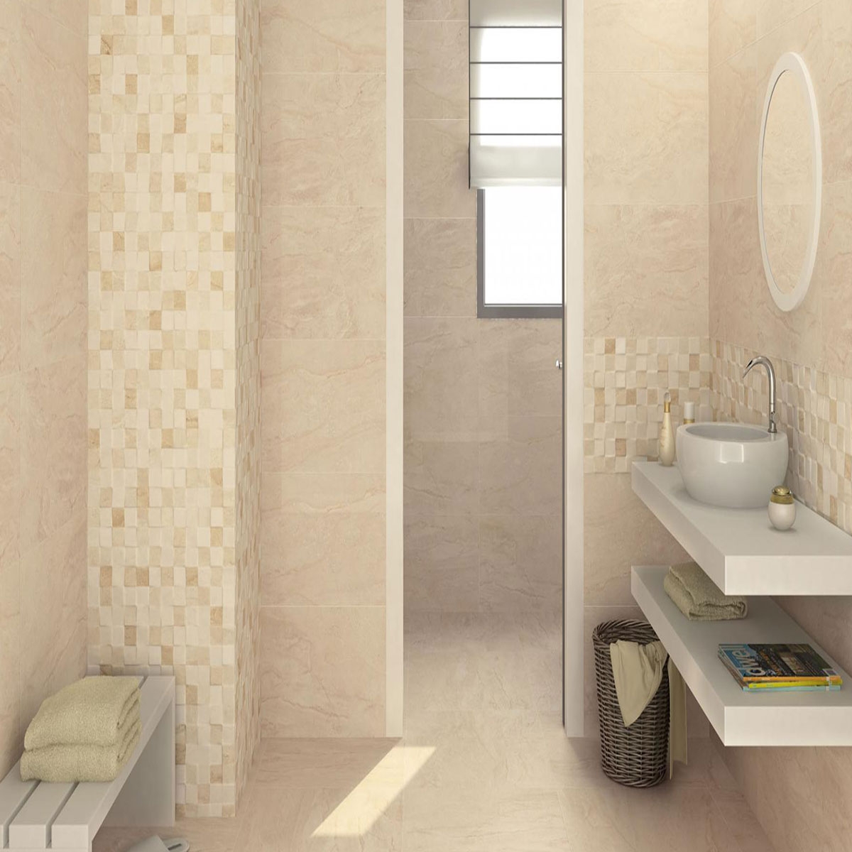 Bathroom with AT Piraeus cladding 33.3x55
