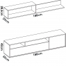 Measurements of Ness White+Natural Low TV Furniture 47x155x43