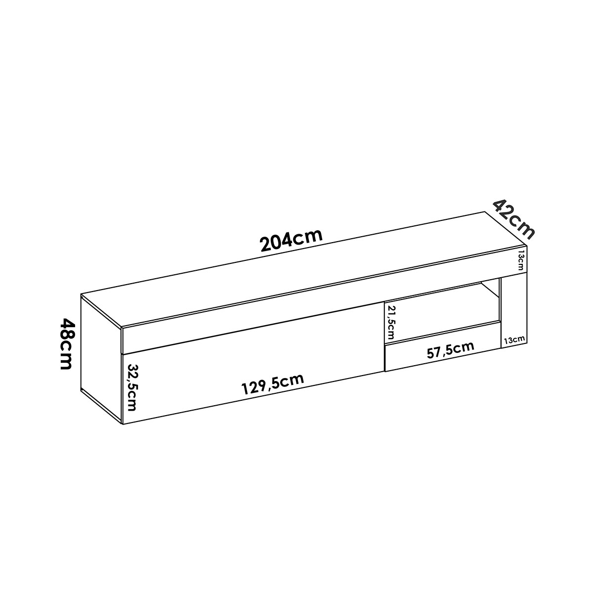 Measurements of Low Tv Lebo Natural/B. Bright 48x204x42