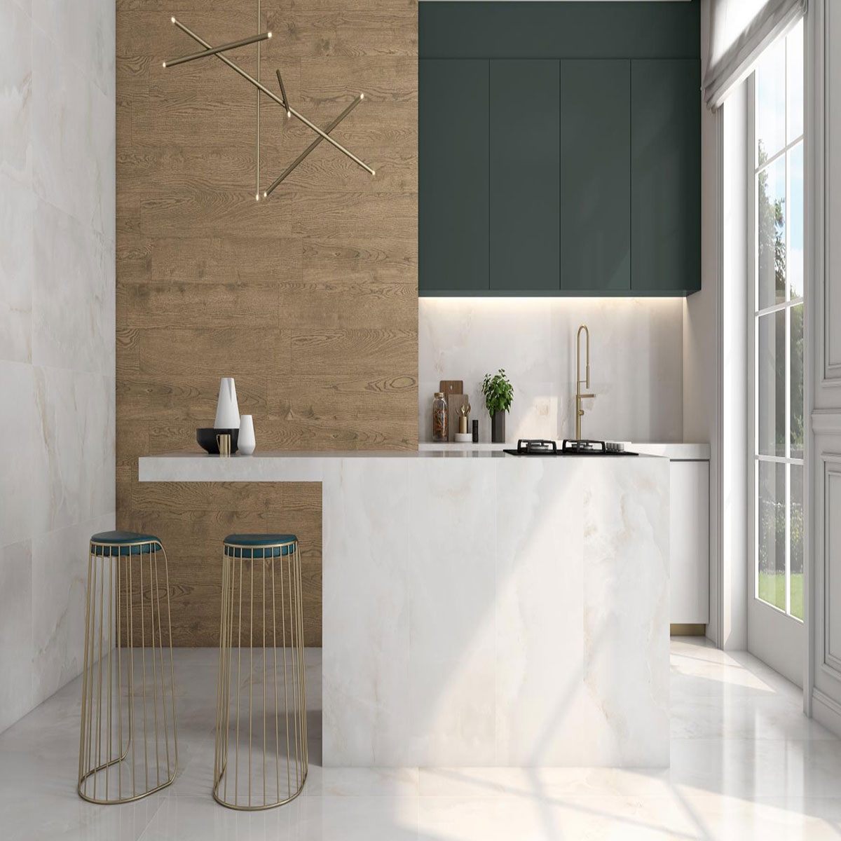 Kitchen with Amarna Shell coating 60x120