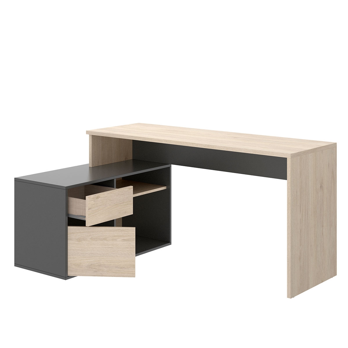 "L" Rox Desk Natural / Grafite 75x139x92 -2