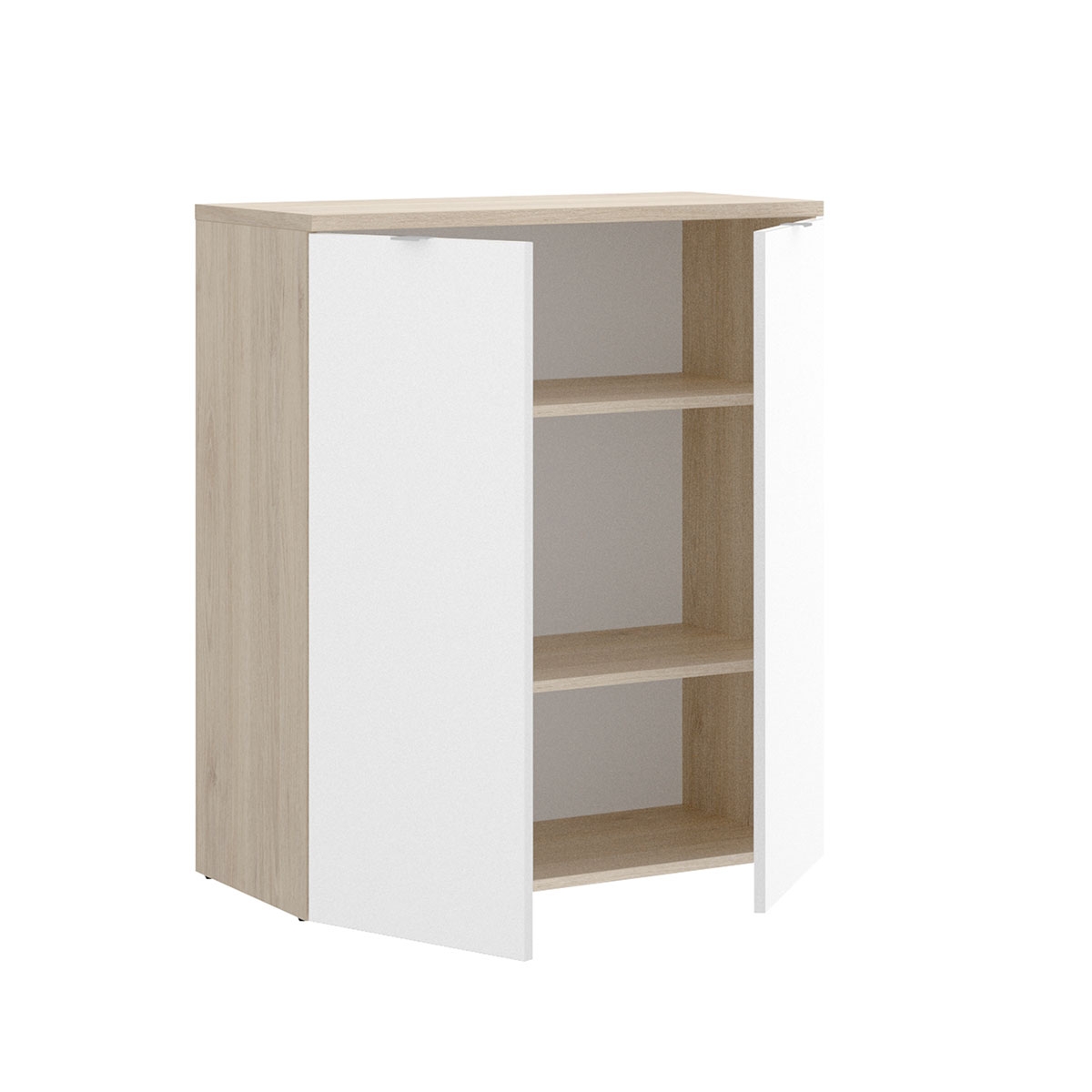 Rox Armoire Basse 2 portes Naturel/B. Brillant 96x79x40 -2