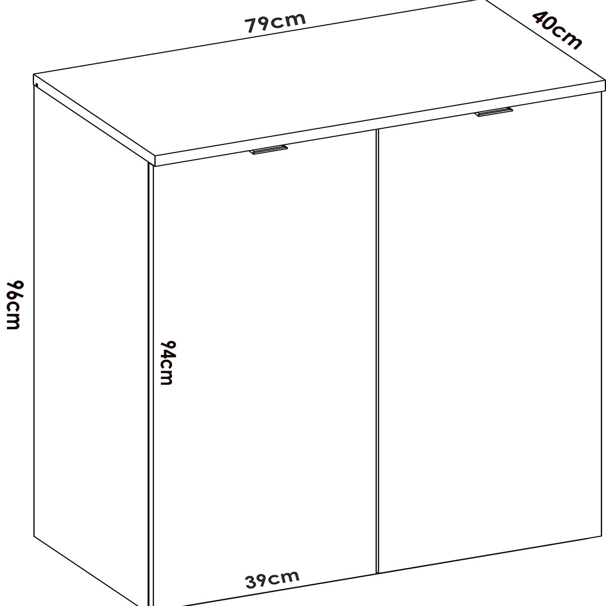 Medidas de Armario Rox Bajo 2 puertas Natural/B. Brillo 96x79x40