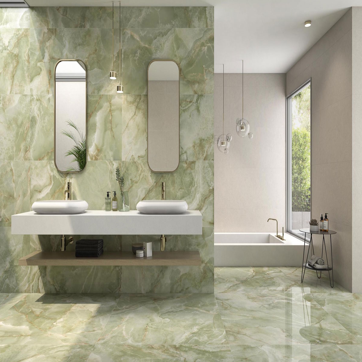 Salle de bain avec revêtement de sol et mur CR Lux Noor Apple 60x120