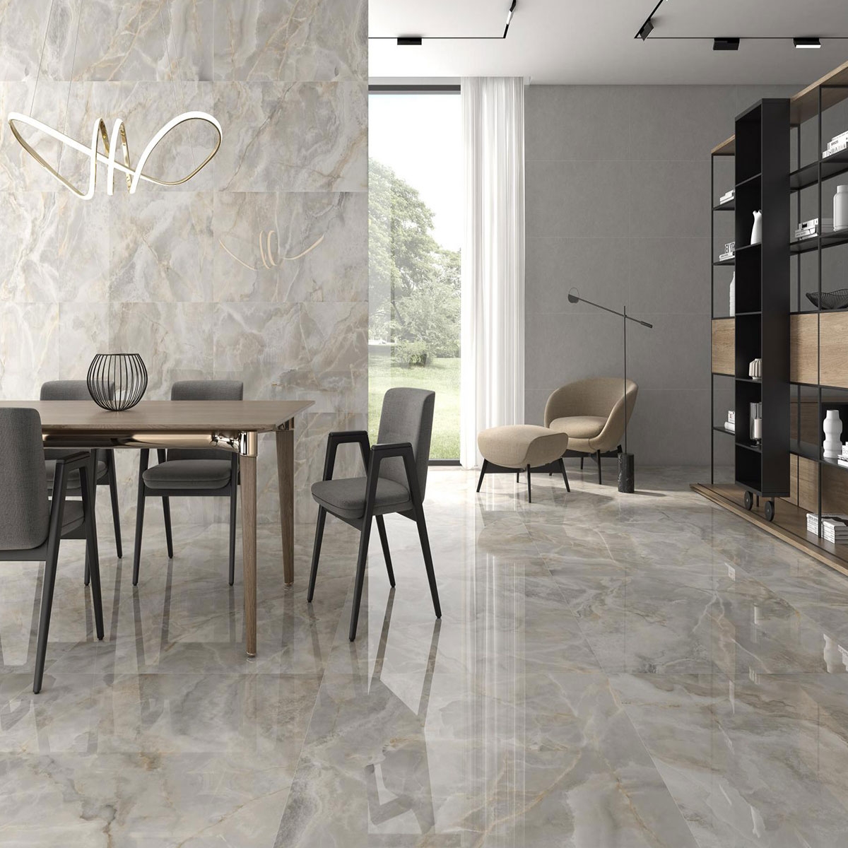 Interior with CR Lux Noor Almond floor and wall tile 60x120