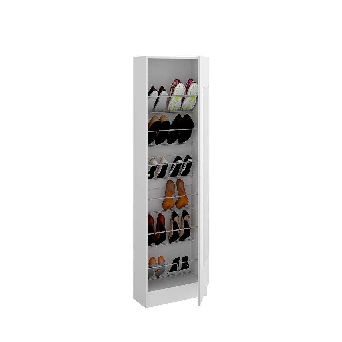 Jazz 1 Door Mirror White Shoe Rack - 2