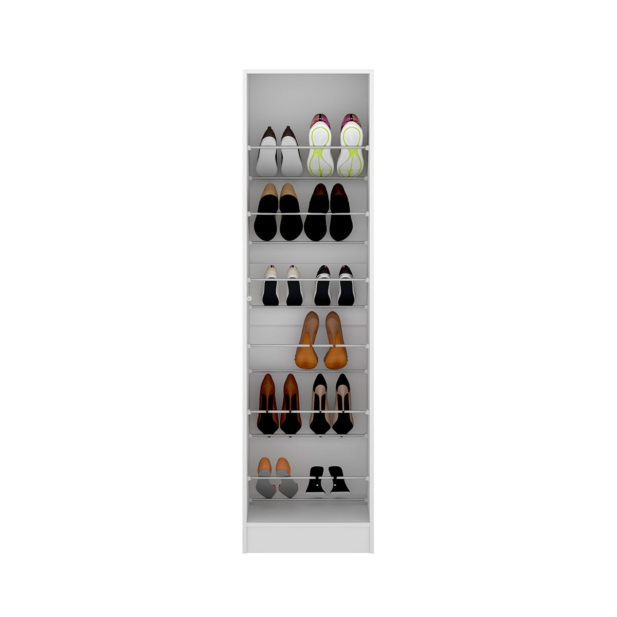 Jazz 1 Door Mirror White Shoe Rack - 3