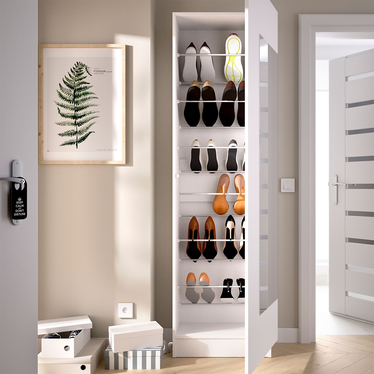 Ambiente con Jazz 1 Türspiegel Weißer Schuhhalter