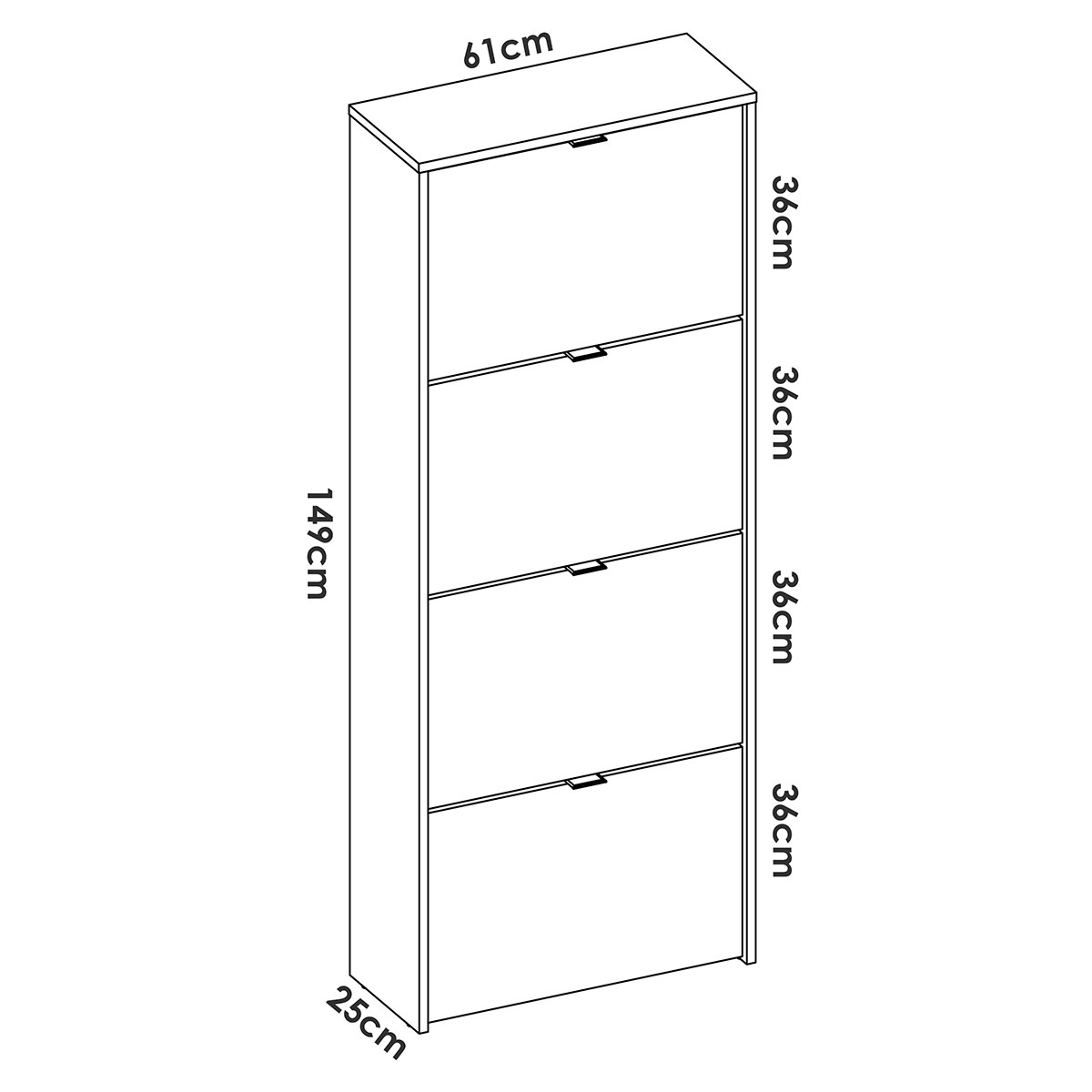 Maße des Jazz 4 Doors Natural Shoe Rack