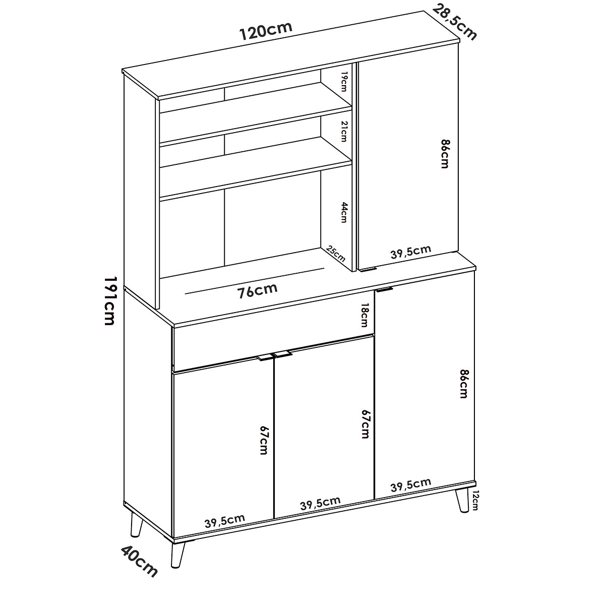 Measurements of Wok Auxiliary Furniture White / Natural - 2