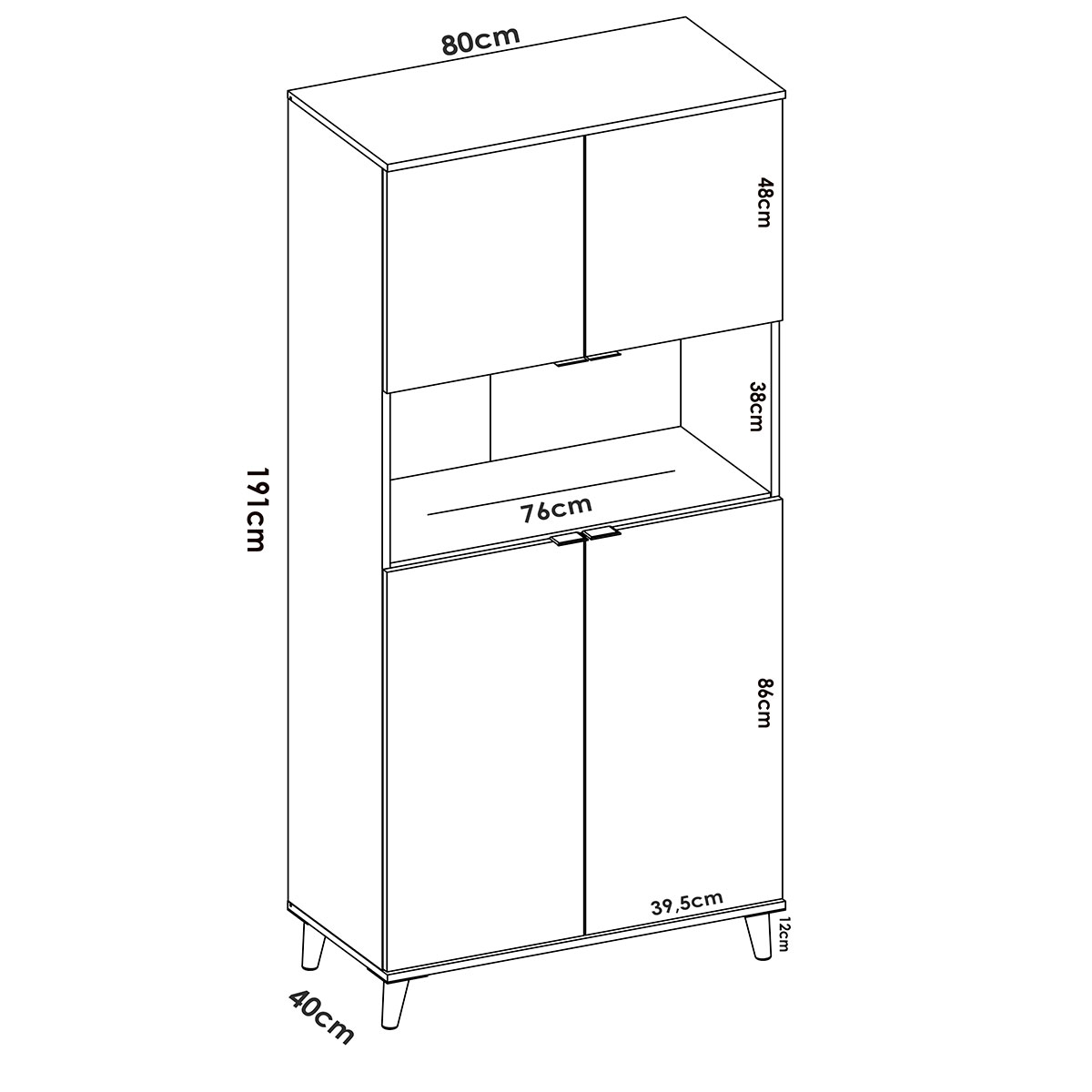 Measurements of Wok Auxiliary Furniture White/Natural