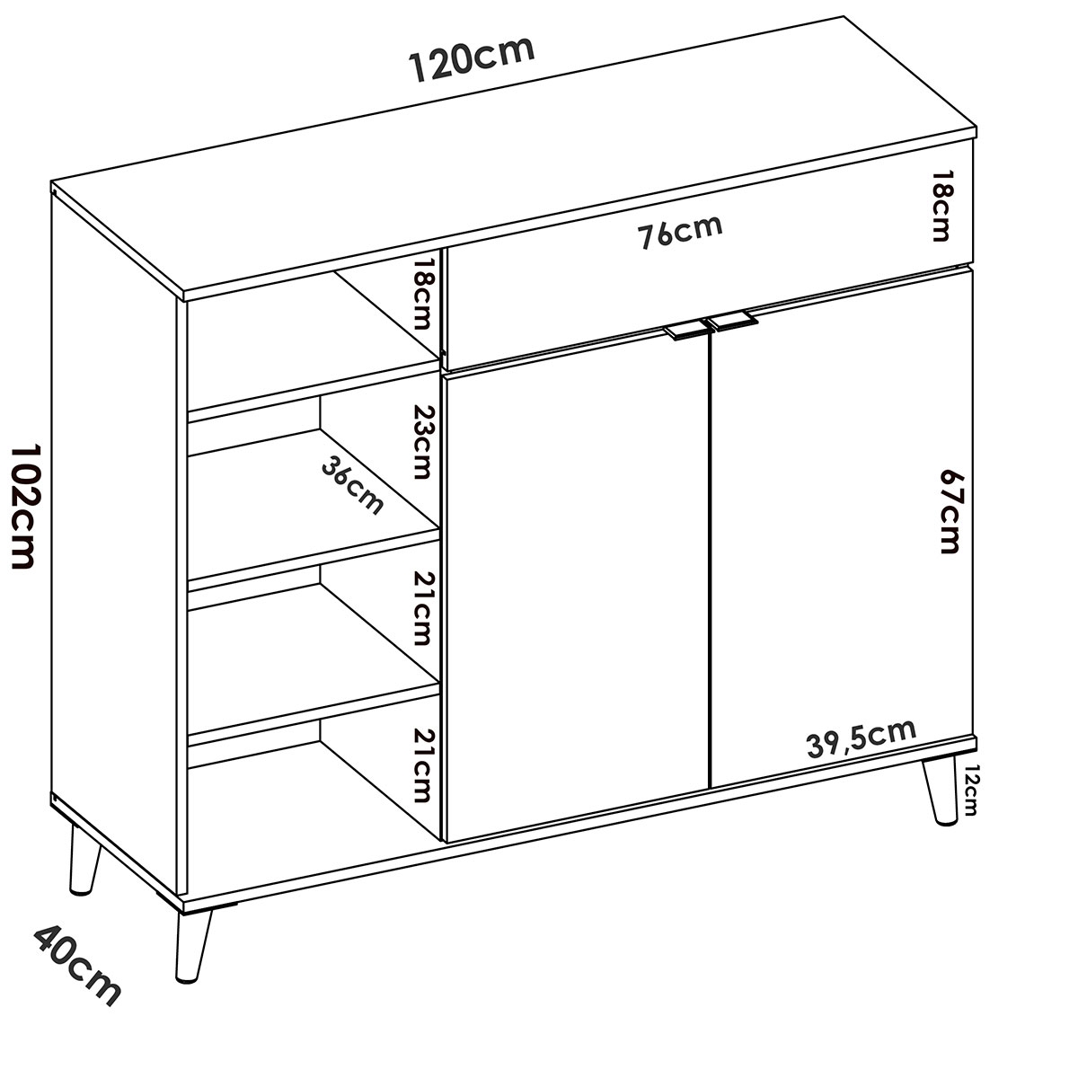 Measurements of Natural White Wok Auxiliary Furniture