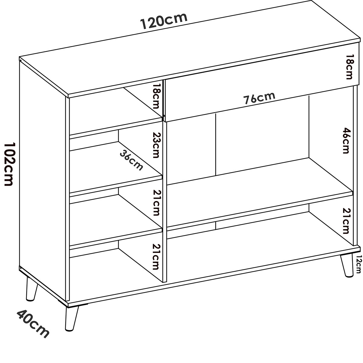 Measurements of Natural White Wok Auxiliary Furniture - 2