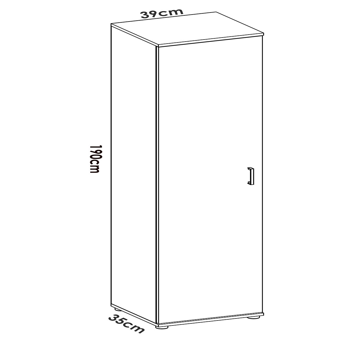 Mesures de l’armoire polyvalente Fit 1 porte naturel