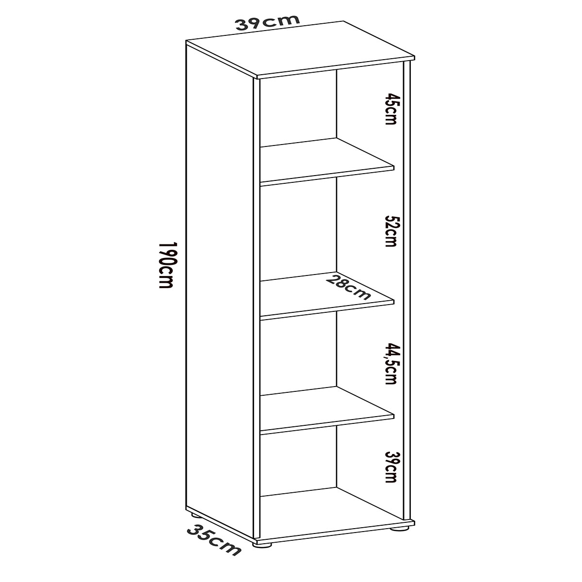 Measurements of Multipurpose Wardrobe Fit 1 Door Natural - 2