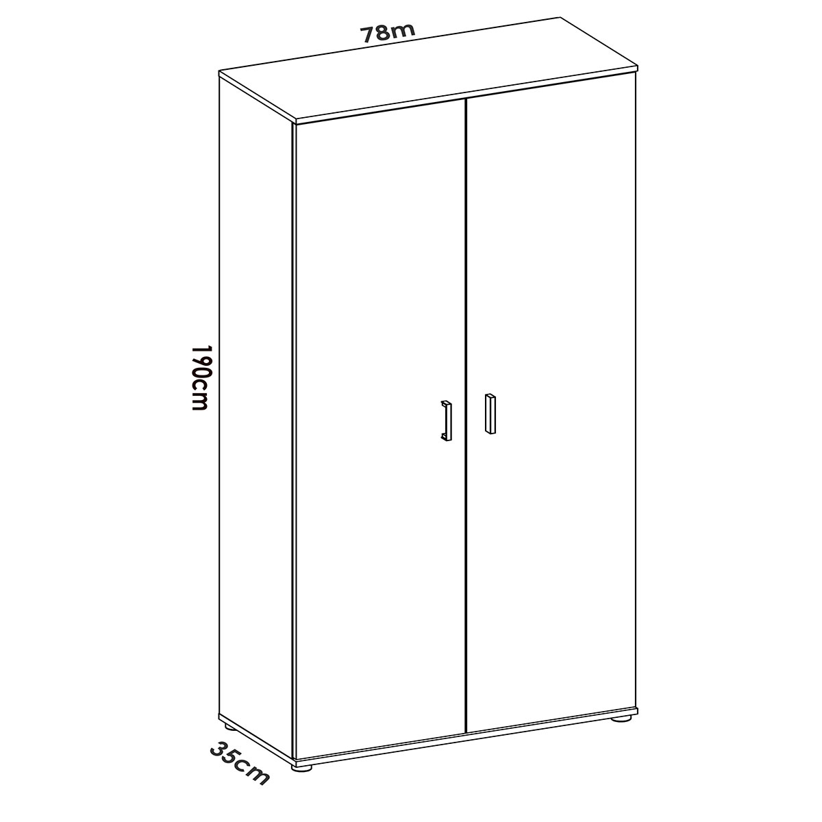 Maße des Mehrzweckkleiderschranks Passform 2 Doors Besen Natural