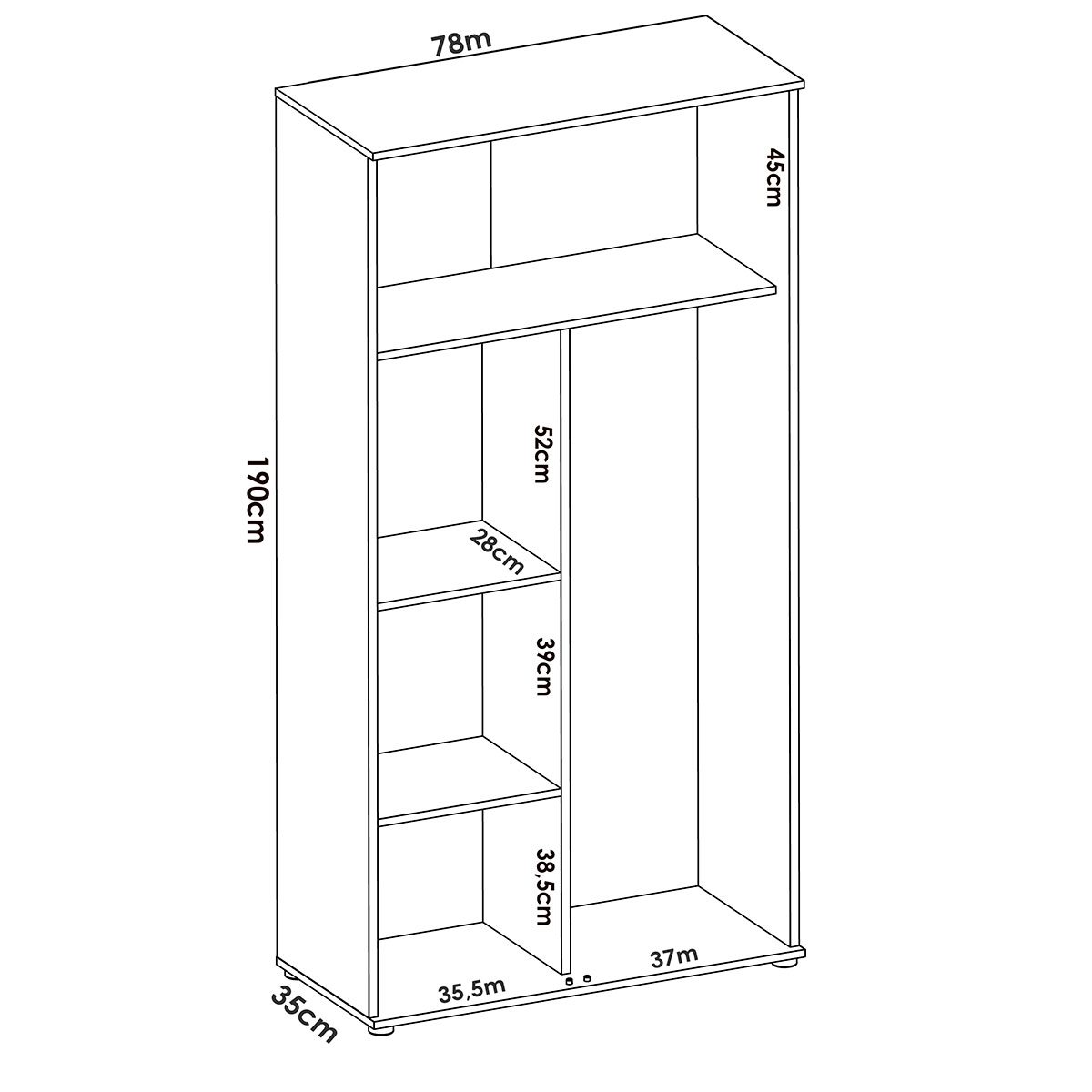 Measurements of Multipurpose Fit 2 Doors Broom Natural Wardrobe - 2