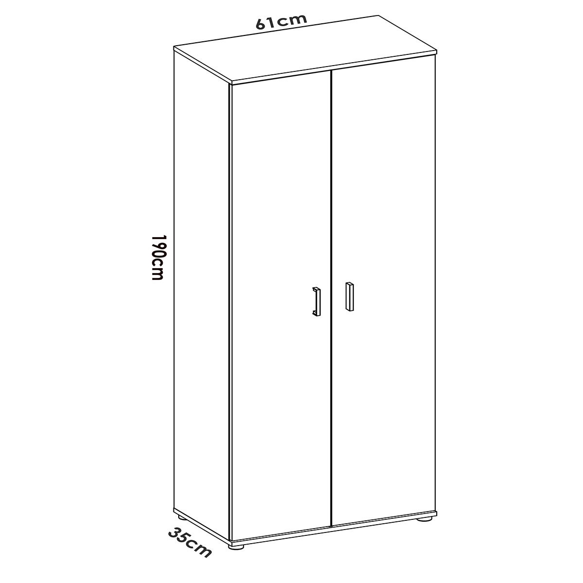 Measurements of Multipurpose Wardrobe Fit 6 Shelves + 2 Doors Natural