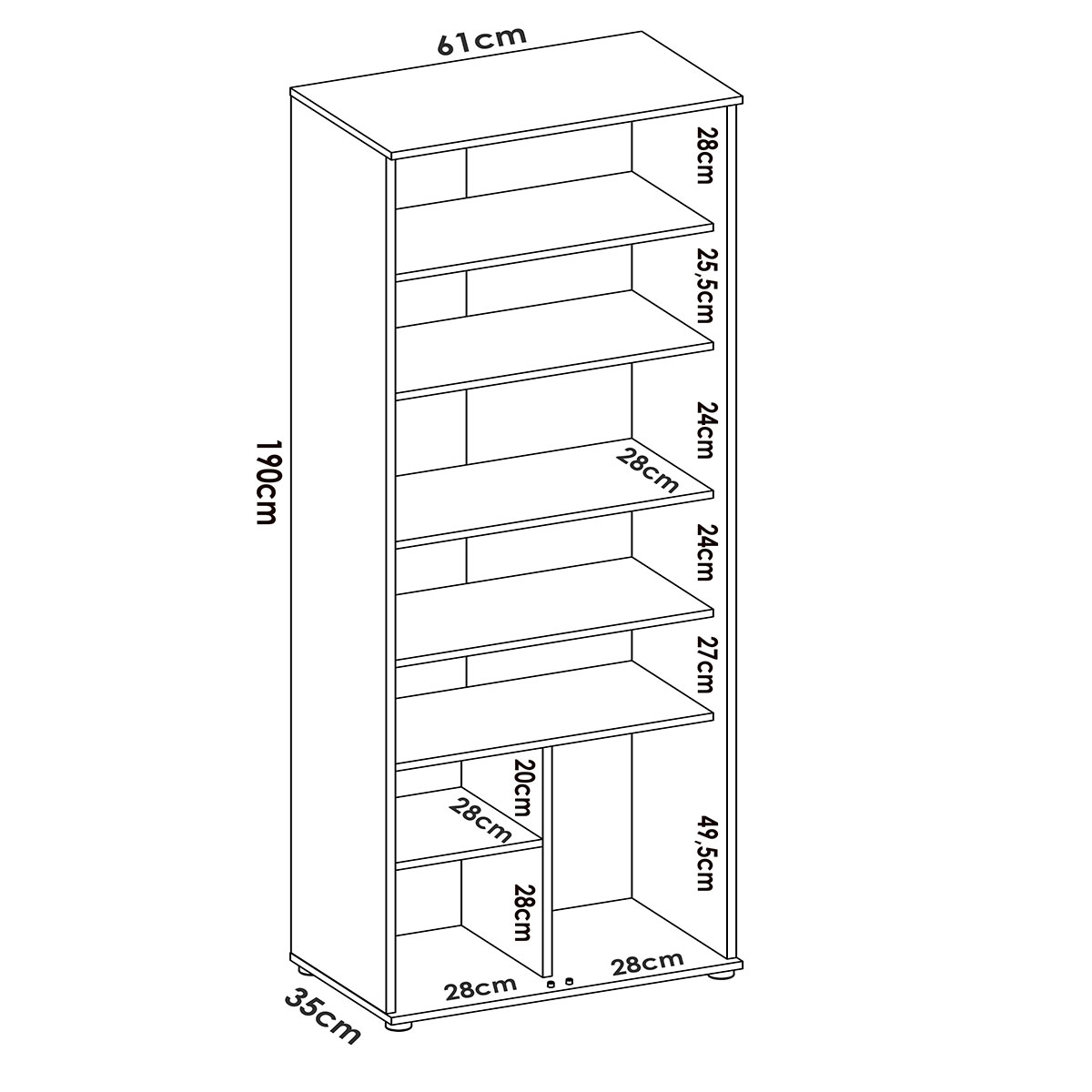Dimensions de l’armoire polyvalente 6 étagères + 2 portes naturel - 2