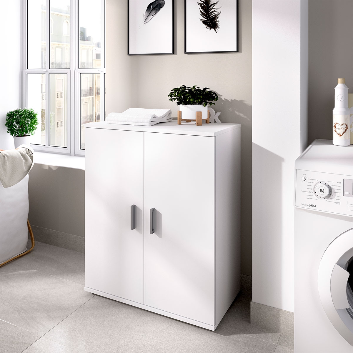 Ambiente con Mueble Bajo Fit 2 Puertas Blanco - 2