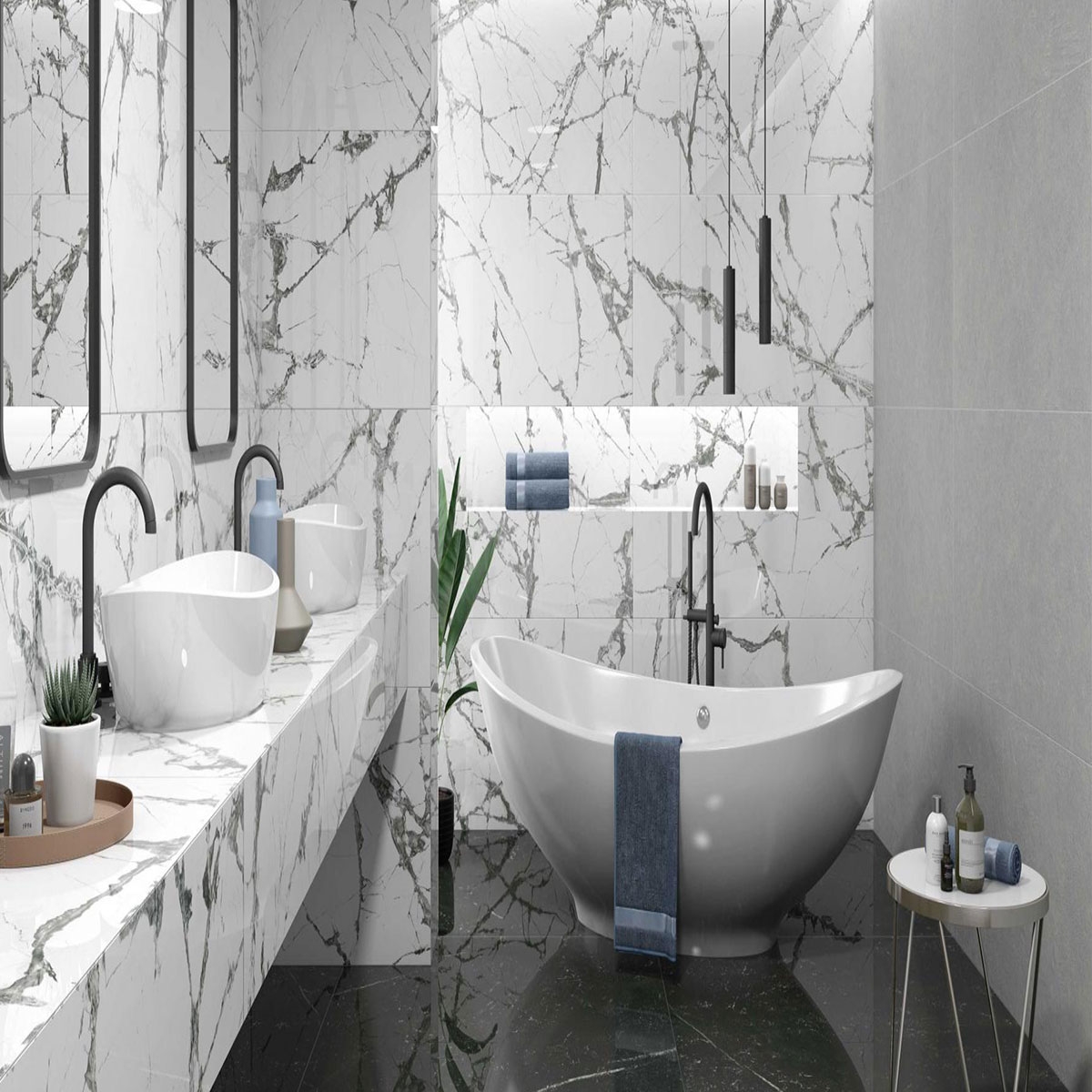 Bathroom with CR Lux Iceberg White coating 60x120