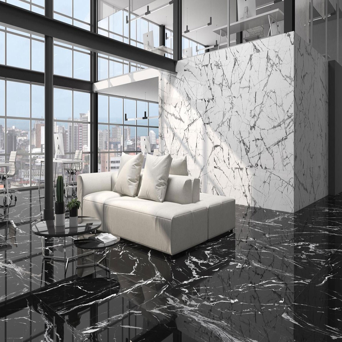 Interior with CR Lux Iceberg White coating 60x120