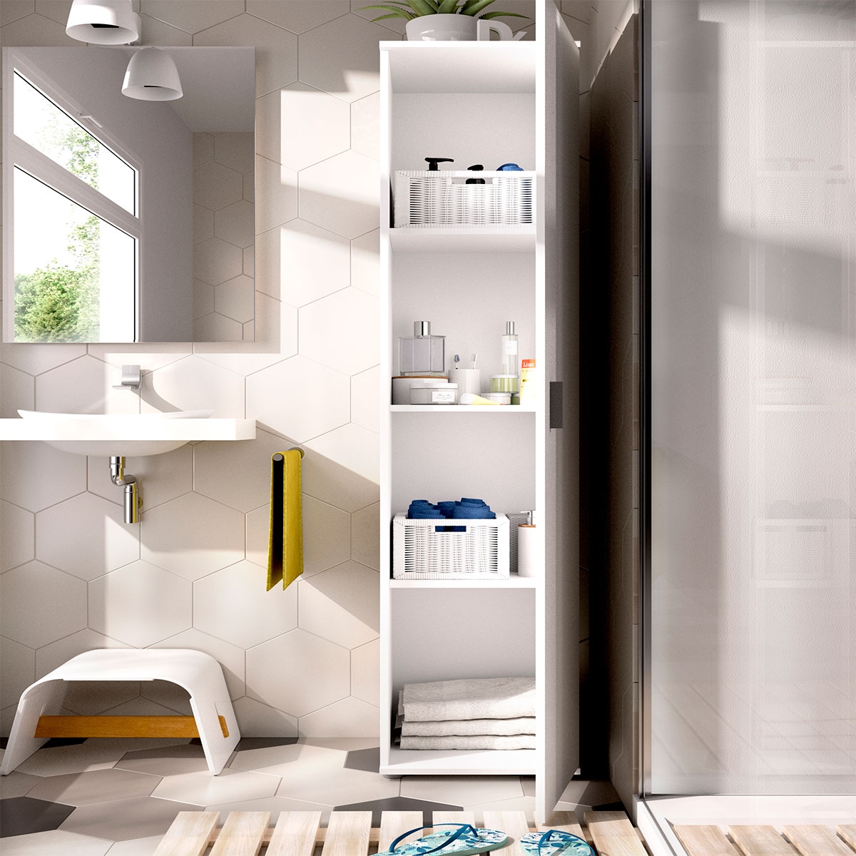 Environment with Multipurpose Fit 1 Door White Cabinet