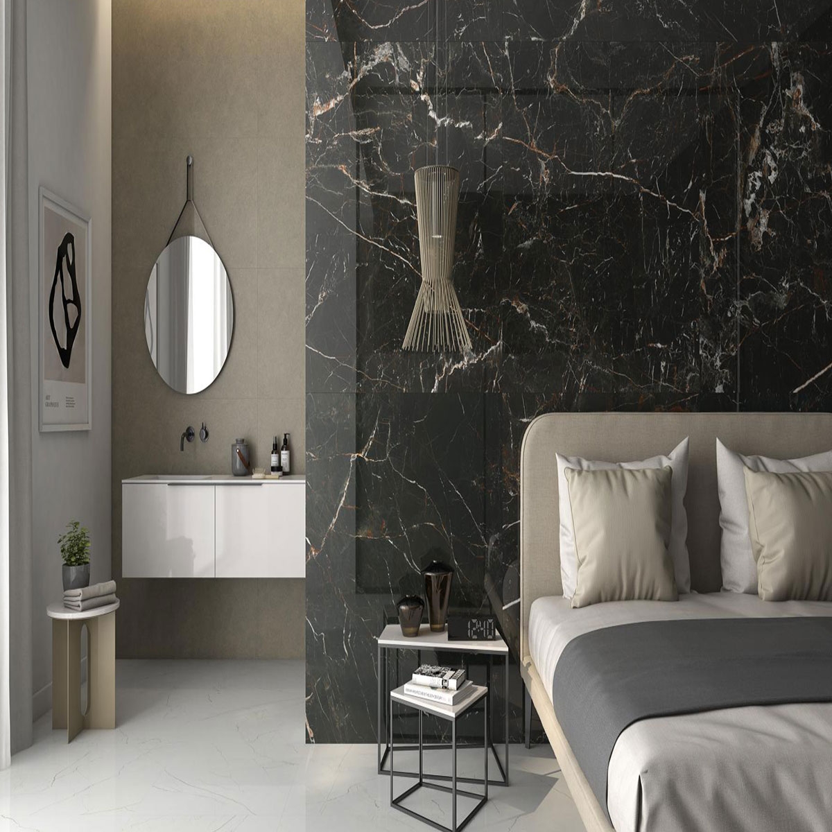 Interior con revestimiento CR Lux Laurants Brown 120x120