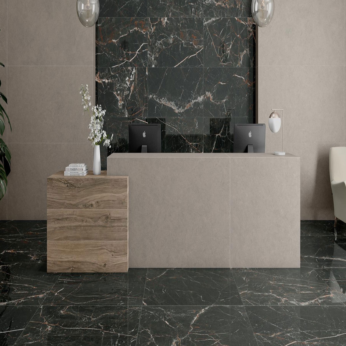 Salon avec bardage CR Lux Laurants Brown 120x120