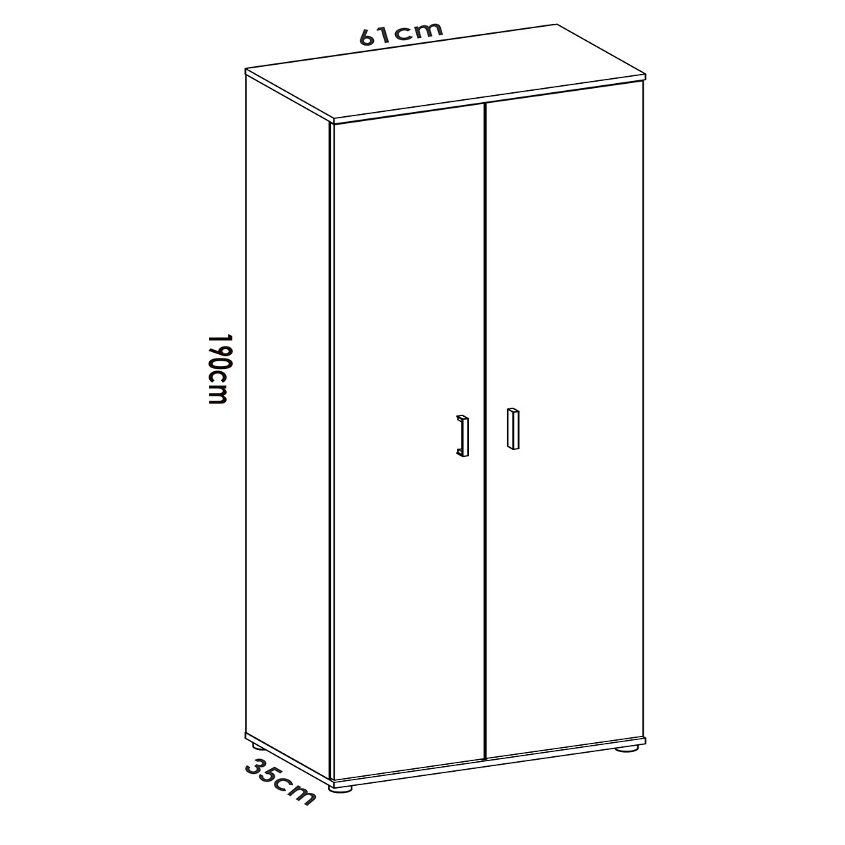 Medidas de Armario Multiusos Fit 2 Puertas + 3 Estantes Blanco