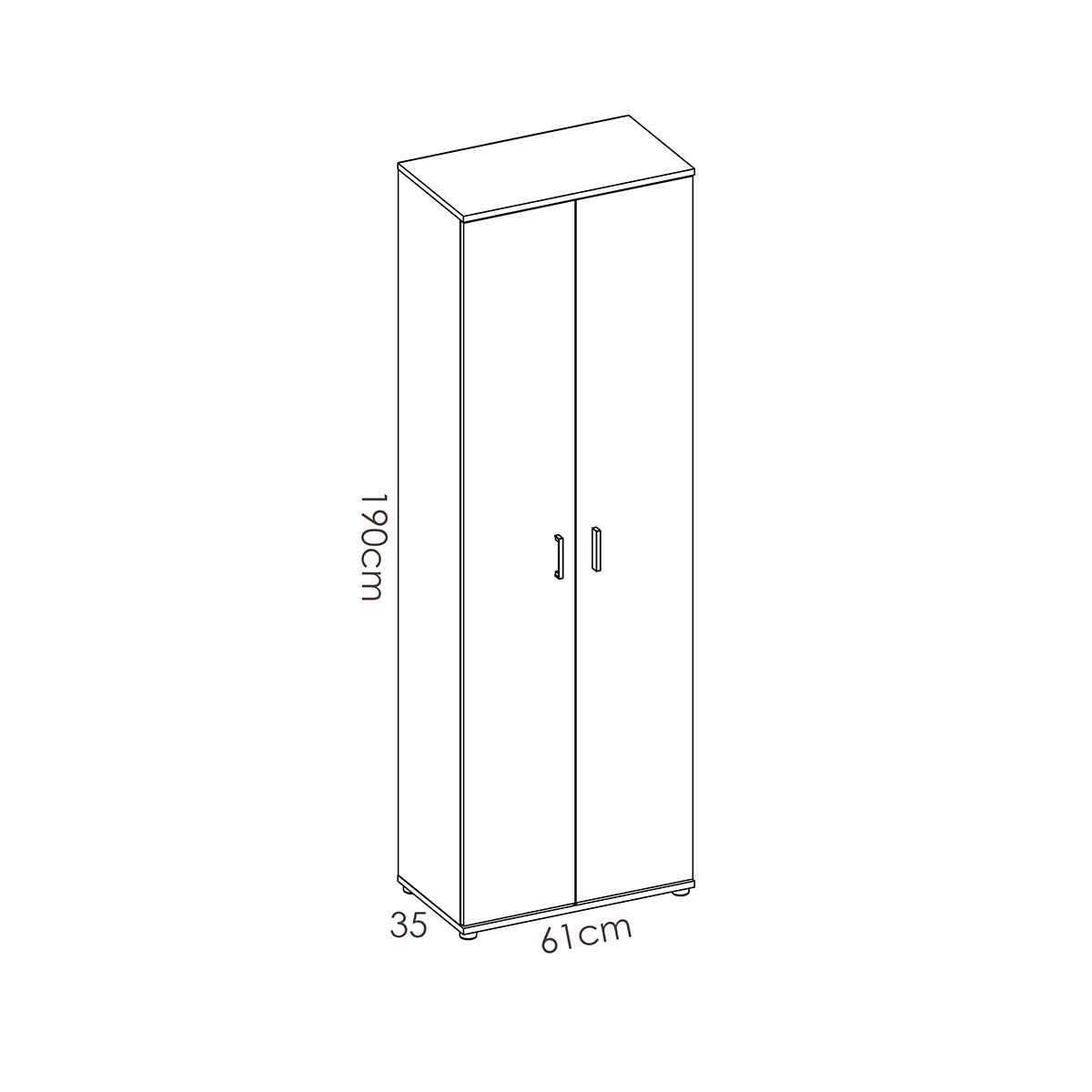 Dimensions de l’armoire polyvalente Fit 2 portes + 3 étagères Blanc - 3
