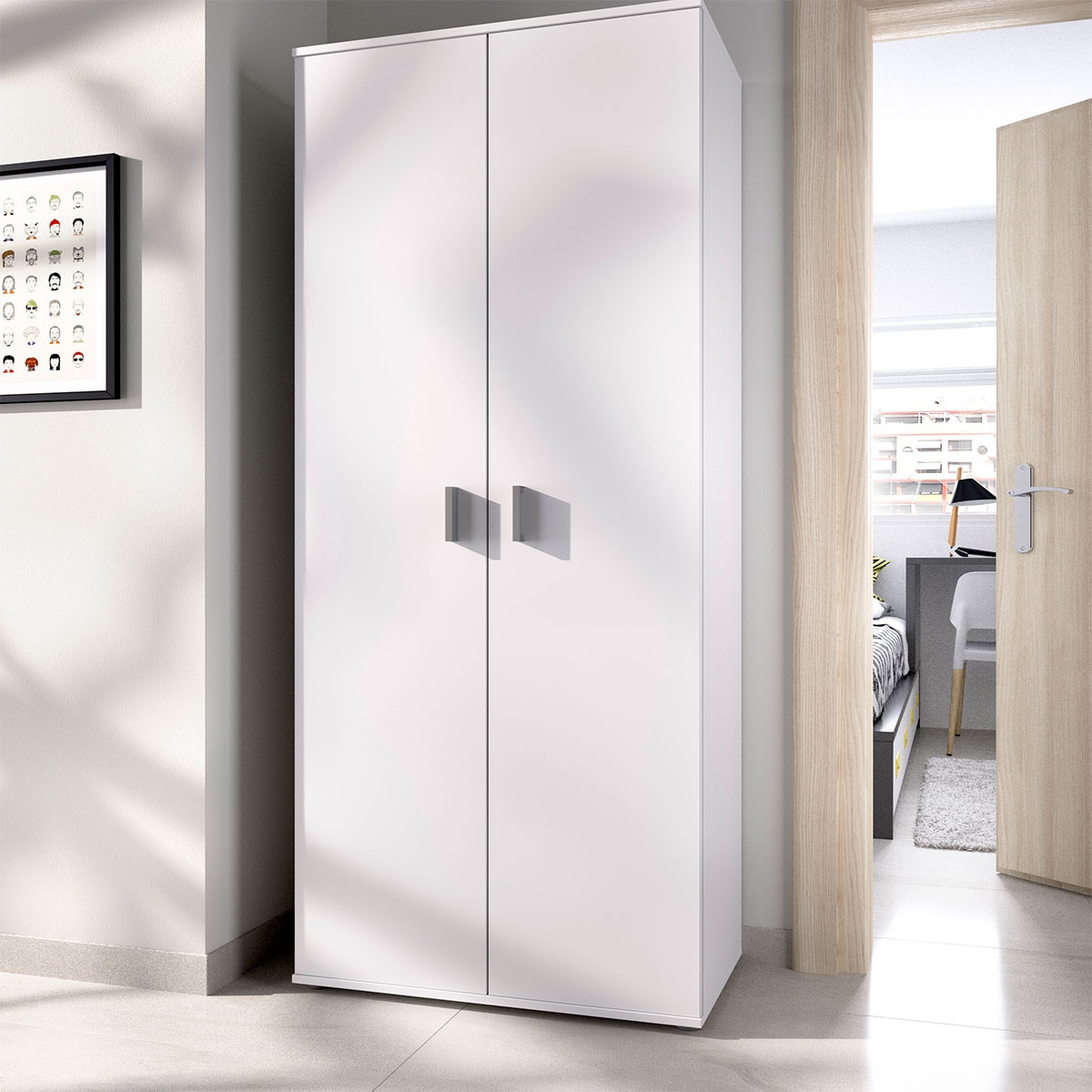 Ambiente com Armário Multiusos Fit 6 Prateleiras + 2 Portas Branco - 2