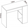 Teo Desk Measurements with Shelf and 1 Drawer White 74x115x50