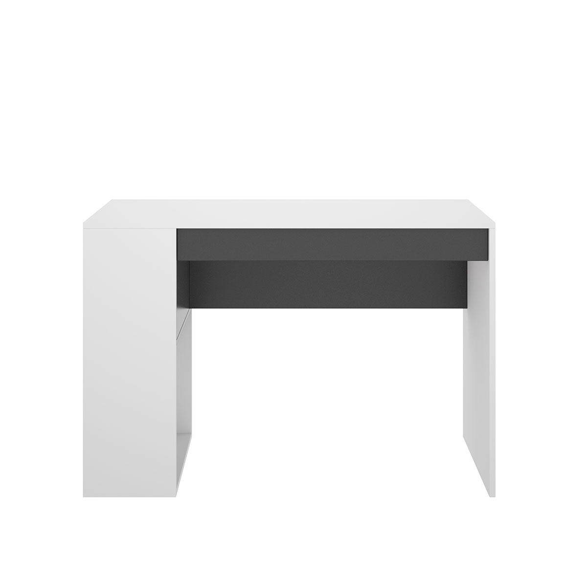 Teo-Schreibtisch mit Regal und einer Schublade weiß/Graphit 74x115x50 -2
