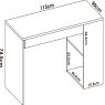 Teo Desk Measurements with Shelf and 1 Drawer White/Graphite 74x115x50
