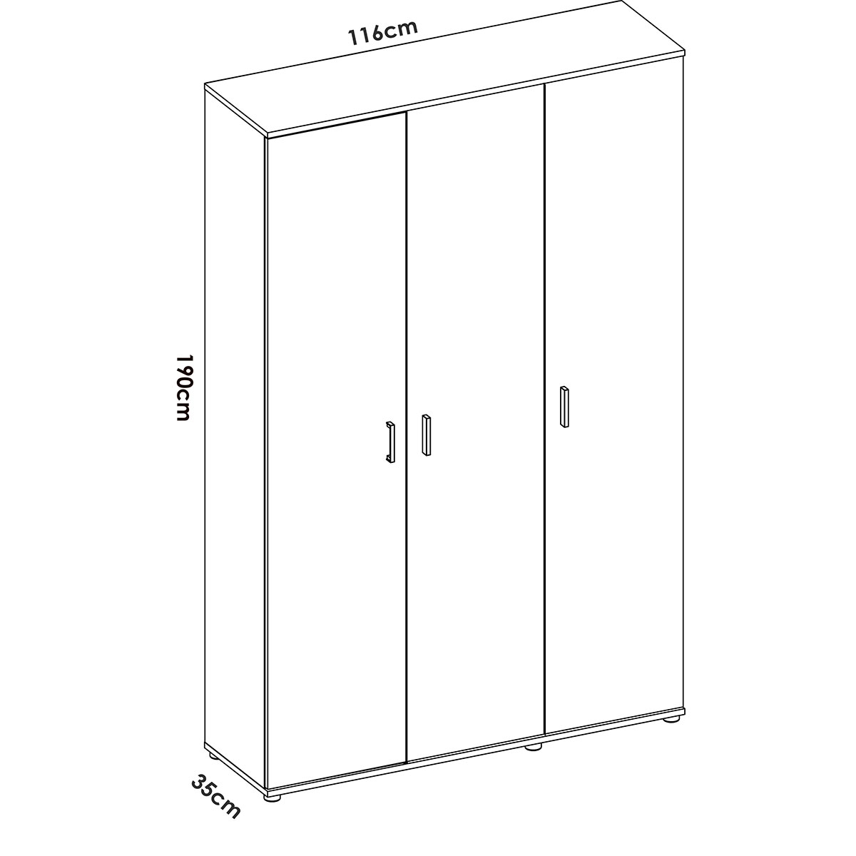 Mesures de l’armoire polyvalente Fit 3 portes Blanc