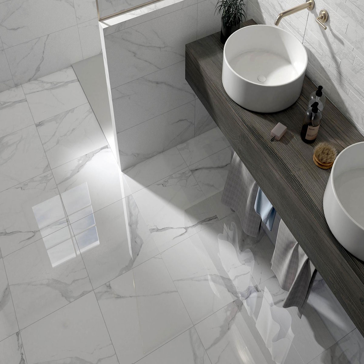 Bathroom with flooring AT Rimini White 45x45