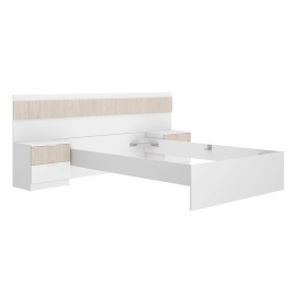 Bianca Headboard + 2 Bedside Tables with 2 Drawers + Bed Hoop 135/140X190 White/Slatted