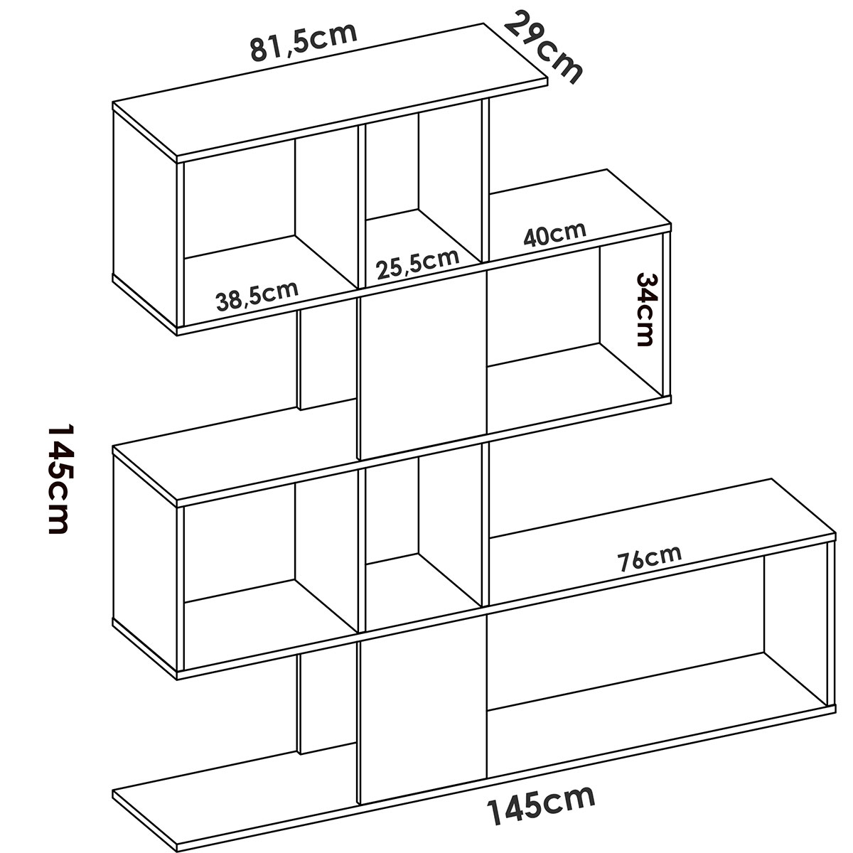 Measurements of Funk B. Gloss/Natural Shelf 145x145x29