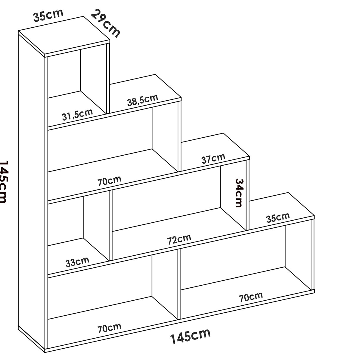 Ten Natural Shelf Measurements 145x145x29