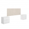 Lusa Headboard + 2 Bedside Tables with 2 Drawers Slatted/White