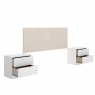 Lusa Headboard + 2 Slatted/White 2 Drawer Bedside Tables - 2