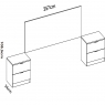 Lusa Headboard Measurements + 2 Bedside Tables with 2 Drawers Slatted/White