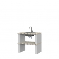 Bancada simples com lavatório e torneira Ericeira Branco