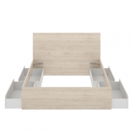 Lago B2 Bett 135/140x190 + 4 Schubladen + 2 Nachttische 2 Schubladen Natur/Weiß 100x246x195