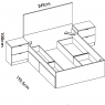 Lago B2 Dimensions du lit 135/140x190 + 4 tiroirs + 2 tables de chevet 2 tiroirs Naturel/Blanc 100x246x195