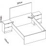 Dimensions du lit Lago A2 2 tables de chevet 2 tiroirs blanc + 135/140x190